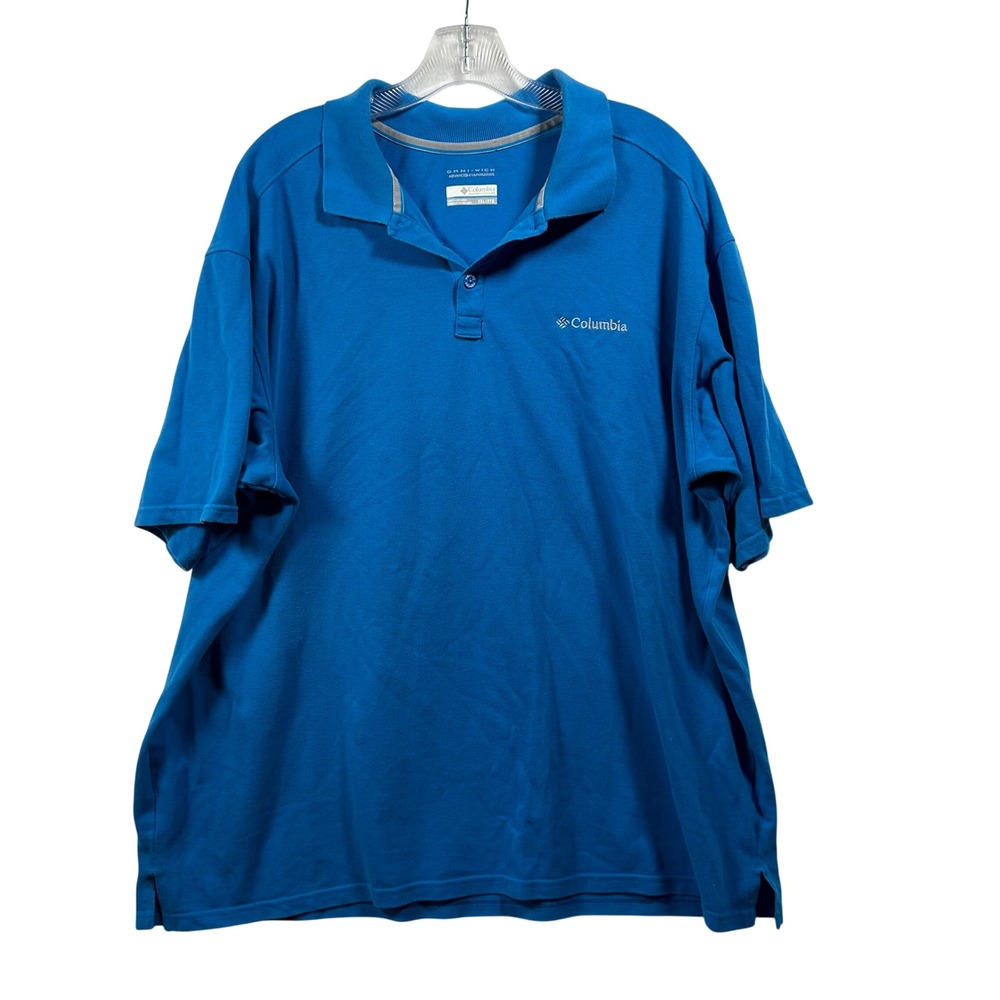 Columbia Omni-Wick Mens XXL Blue Short Sleeve Polo Shirt Advanced Evaporation